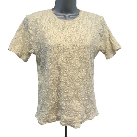 3-Stretch Semi Sheer Sparkle Floral Design Tops by 'Shoulders to Go' Small/Med - Picture 13 of 16